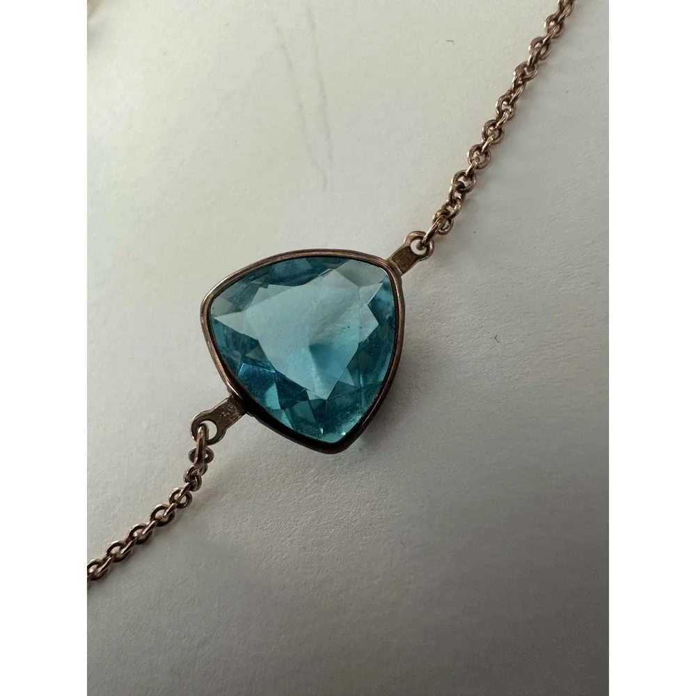Alainn Long Bezel Necklace‎ Rose Gold Color Cubic Zirconias 48